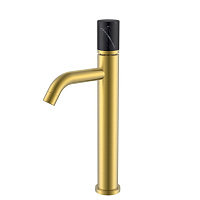 Смеситель Boheme Stick 122-MG-MR-B для раковины, ручка Mramor Black, золото матовое