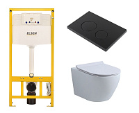 Комплект Elsen E11 EIN500.1120/E11.blackmatt/817B-2 Set инсталляция + унитаз подвесной + крышка-сиденье +клавиша