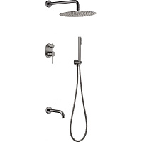 Душевой комплект Boheme Uno 464-2-GM для ванны с душем, оружейная сталь
