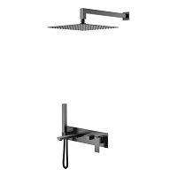 Душевой комплект Boheme Qubic 474-GM для ванны, оружейная сталь