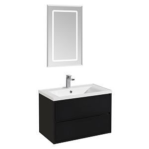 Мебель для ванной Aquaton Римини 1A226701RN950 80 раковина Айрис, черный глянцевый