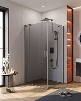 Душевой уголок Cezares Slider SLIDER-AH-1-90-100/110-GRIGIO-GM 100x90 тонированное, оружейная сталь