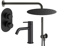 Душевой комплект Plumberia Selection Ixo KITXOT18NO53 для ванны, c термостатическим смесителем, черн