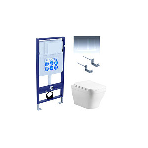 Комплект Aquatek SET AQUATEK АМАДЕО cm-010 4в1 подвесной унитаз + инсталляция + кнопка + сидение