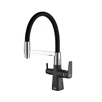 Смеситель Zorg Steel Hammer SH 818-6 BLACK CR для кухонной мойки, черный/хром
