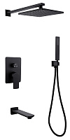 Душевая система ABBER Weiss Insel AF8017B скрытого монтажа с изливом, черный матовый