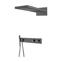 Душевой комплект Boheme Zodiac 133-SGM для душа, с термостатом, оружейная сталь глянцевая
