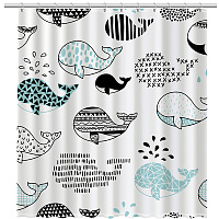 Шторка для ванной Fixsen Design FX-2511 белый/черный/голубой