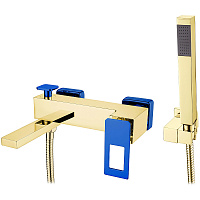 Смеситель Boheme Q 143-GUV для ванны с душем, золото/синий