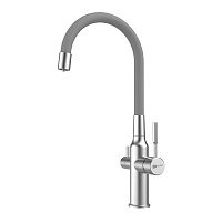 Смеситель Lemark Expert LM5083S-Gray для кухонной мойки, серый/сталь