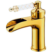 Смеситель Boheme Vogue 211-MR-W для раковины, золото/белый Murano