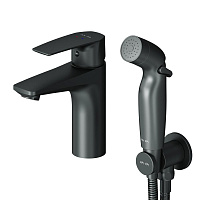 Смеситель с гигиеническим душем AM.PM Gem F90A03022 для раковины, черный