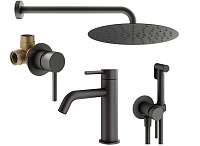 Душевой комплект Plumberia Selection Ixo KITZXO01GR53 для ванны, графит матовый