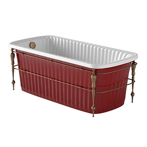 Ванна из искусственного камня Migliore Olivia Console 26828 174х83 белый, панель красная/бронза
