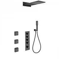 Душевая система Wonzon & Woghand WW-D4100-MB с термостатом, черный матовый