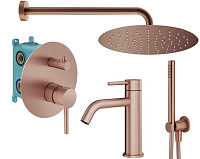 Душевой комплект Plumberia Selection Ixo KITXO18RS53 для ванны, медь брашированная