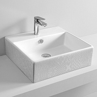 Раковина ArtCeram Quadro QUL002 01;86 50x48 белый глянцевый с декором Cementina
