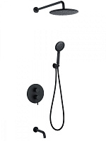 Душевая система ABBER Wasser Kreis AF8117B скрытого монтажа с изливом, черная матовая