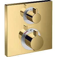 Смеситель Hansgrohe Ecostat Square 15714990 для душа, 2 потребителя, полированное золото