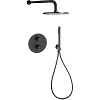 Душевой комплект Paffoni Light KITLIQ018NO с термостатом, черный матовый
