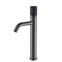 Смеситель Boheme Stick 122-GM-MR-B для раковины, ручка Mramor Black, оружейная сталь