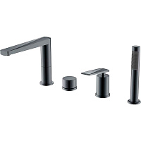 Смеситель Boheme Venturo 370-SGM на борт ванны, оружейная сталь глянцевая