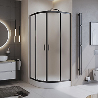 Душевой уголок BelBagno Uno UNO-195-R-2-90-P-NERO рифленое стекло, черный матовый