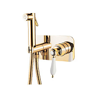 Гигиенический душ со смесителем Cezares Aphrodite APHRODITE-DIF-03/24-Bi золото/белая ручка