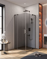 Душевой уголок Cezares Slider SLIDER-A-2-100/110-GRIGIO-GM 100x100 тонированное, оружейная сталь