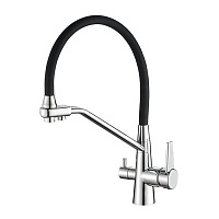 Смеситель Aquanika Comfort AQC013CRBL для кухонной мойки, с гибким изливом, под питьевую воду, хром
