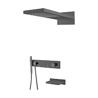 Душевой комплект Boheme Zodiac 132-2-SGM для душа, с изливом, оружейная сталь глянцевая