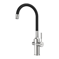 Смеситель Lemark Expert LM5083S-Black для кухонной мойки, черный/сталь