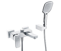Смеситель WasserKRAFT Aller 1061WHITE для ванны с коротким изливом, хром/белый