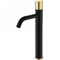 Смеситель Boheme Stick 122-BG для раковины, ручка Diamond, черный/золото