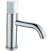 Смеситель Boheme Stick 121-CR-MR-W для раковины, ручка Mramor White, хром/белый мрамор