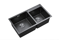 Мойка кухонная ARROW AG5552 78x43x22 двойная, титановый черный