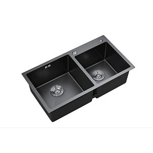 Мойка кухонная ARROW AG5552 78x43x22 двойная, титановый черный