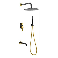 Душевой комплект Boheme Uno 464-2-BG для ванны с душем, черный/золото