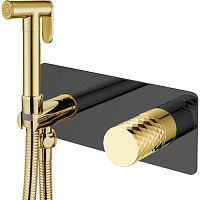 Гигиенический душ со смесителем Boheme Stick 127-BG для биде, ручка Diamond, черный/золото