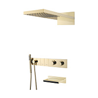 Душевой комплект Boheme Zodiac 133-2-G для душа, с термостатом, с изливом, золото