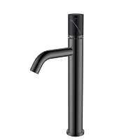 Смеситель Boheme Stick 122-SGM-MR-B для раковины, ручка Mramor Black, оружейная сталь глянцевая