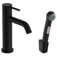 Смеситель Hansgrohe Tecturis S 73211670 для раковины, с гигиеническим душем, черный матовый