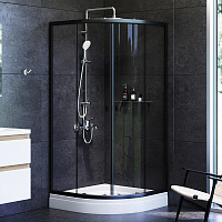 Душевой уголок AM.PM X-Joy W88E-205-090BT64 90x90 профиль черный матовый, стекло прозрачное