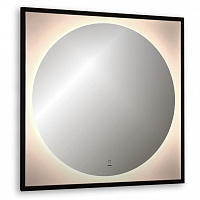 Зеркало в раме с подсветкой ABBER See AG6117SCRB 80x80x3 бесконтактный выключатель, черный