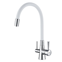 Смеситель Lemark Comfort LM3075C-White для кухонной мойки, хром/белый