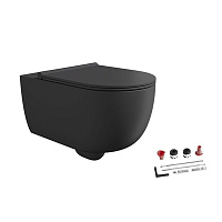 Унитаз подвесной Alice Unica 32240108SET безободковый, с сиденьем и креплением, черный матовый