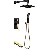 Душевой комплект Boheme Venturo 384-B-2 для ванны с душем, черный/золото