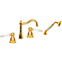 Смеситель Boheme Tradizionale oro 395-MR-W на борт ванны, золото/белый Murano