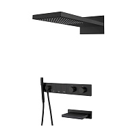 Душевой комплект Boheme Zodiac 133-2-B для душа, с термостатом, с изливом, черный