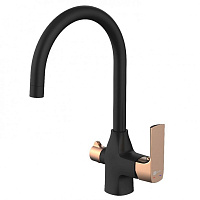Смеситель Lemark Ursus LM7261BLR для кухонной мойки, черный/золото